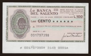 Banca del Salento, 100 lire, 1977
