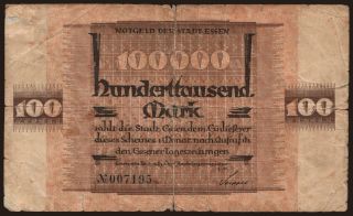 Essen/ Stadt, 100.000 Mark, 1923