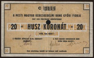 Győr/ Pesti Magyar Kereskedelmi Bank, 20 korona, 1919