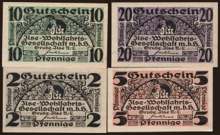 Grube Ilse/ Ilse-Wohlfahrts-Gesekkschaft, 4x 2 - 20 Pfennig, 1921