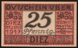 Diez, 25 Pfennig, 1917