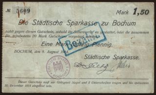 Bochum/ Städtische Sparkasse, 1.50 Mark, 1914