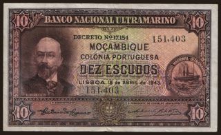 10 escudos, 1943