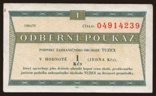 Tuzex, 1 koruna, 1983
