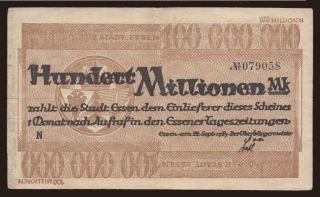 Essen/ Stadt, 100.000.000 Mark, 1923
