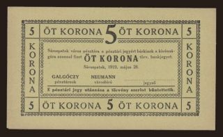 Sárospatak, 5 korona, 1919