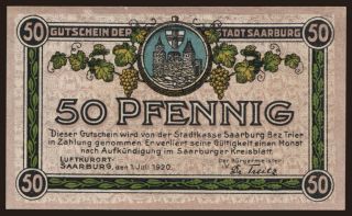 Saarburg, 50 Pfennig, 1920