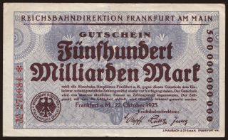 Frankfurt am Main, 500.000.000.000 Mark, 1923