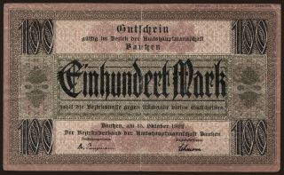 Bautzen/ Bezirksverband der Amtshauptmannschaft, 100 Mark, 1922