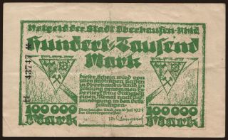 Oberhausen/ Stadt, 100.000 Mark, 1923