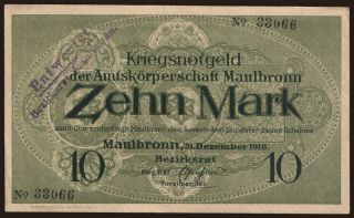 Maulbron/ Amtskörperschaft, 10 Mark, 1918