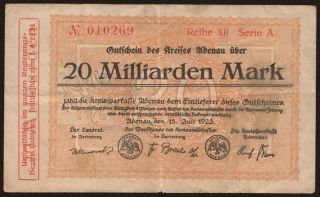 Adenau/ Kreis, 20.000.000.000 Mark, 1923
