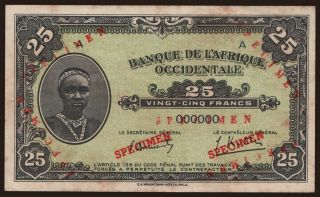 25 francs, 1942, SPECIMEN