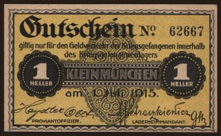 Kleinmünchen, 1 Heller, 1915
