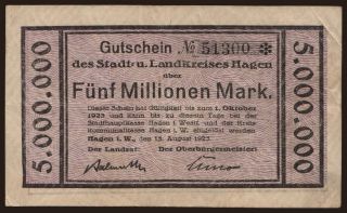 Hagen/ Stadt- und Landkreis, 5.000.000 Mark, 1923
