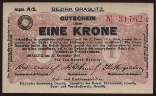 Graslitz, 1 Krone, 1918