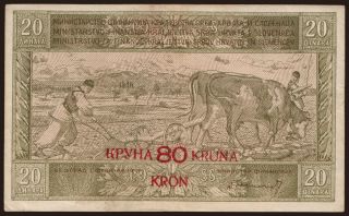 20 dinara / 80 kruna, 1919