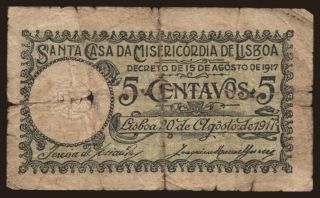 Lisboa/ Santa Casa da Misericórdia, 5 centavos, 1917