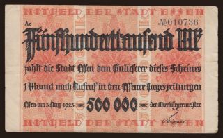 Essen/ Stadt, 500.000 Mark, 1923