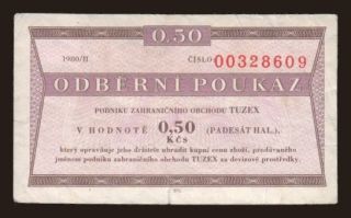 Tuzex, 0.50 korun, 1980