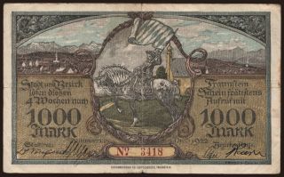 Traunstein/ Stadt, 1000 Mark, 1922