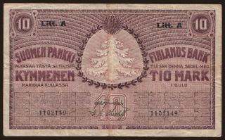 10 markkaa, 1909, Litt. A