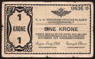 Dunaszerdahely, 1 Krone, 1915