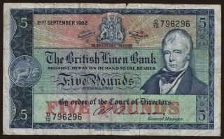 British Linen Bank, 5 pounds, 1962