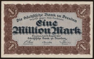 Sächsische Bank zu Dresden, 1.000.000 Mark, 1923