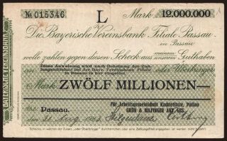 Passau/ Arbeitsgemeinschaft Kachlestufe, Grün & Bilfinger A.G., 12.000.000 Mark, 1923