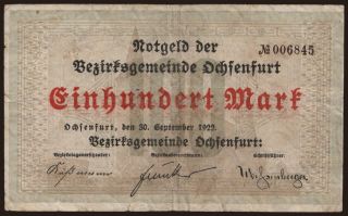 Ochsenfurt/ Bezirksgemeinde, 100 Mark, 1922