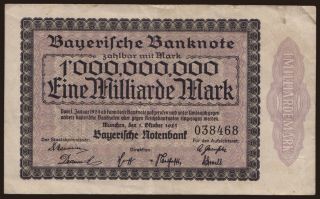 Bayerische Notenbank, 1.000.000.000 Mark, 1923