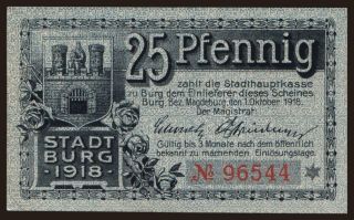 Burg, 25 Pfennig, 1918