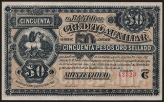 Banco De Credito Auxiliar, 50 pesos, 1887