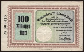 Pössneck/ Stadt, 100.000.000 Mark, 1923