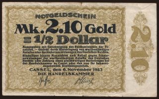 Cassel/ Handelskammer, 2.10 Goldmark, 1923