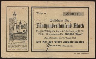 Dippoldiswalde/ Rat der Stadt Dippoldiswalde, 500.000 Mark, 1923
