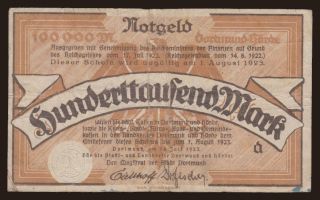 Dortmund/ Magistrat der Stadt, 100.000 Mark, 1923