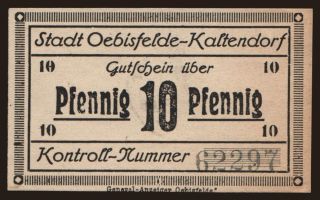 Oebisfelde-Kaltendorf, 10 Pfennig, 1920