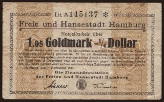 Hamburg/ Finanzdeputation der Freien Hansestadt, 1.05 Goldmark, 1923