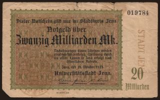 Jena/ Universitätsstadt, 20.000.000.000 Mark, 1923