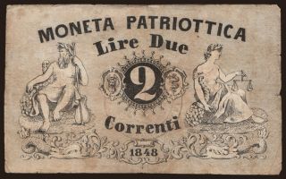 Moneta Patriottica, 2 lire, 1848