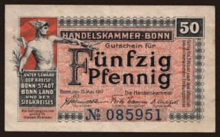 Bonn/ Handelskammer, 50 Pfennig, 1917