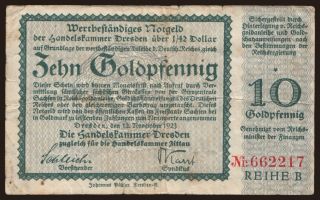 Dresden/ Handelskammer, 10 Goldpfennig, 1923