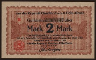 Cöln-Deutz/ van der Zypen & Charlier G.m.b.H., 2 Mark, 1919