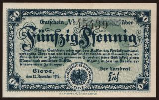 Cleve, 50 Pfennig, 1918