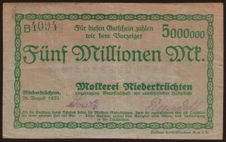 Niederkrüchten/ Molkerei Niederkrüchten, 5.000.000 Mark, 1923