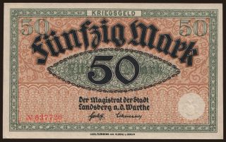 Landsberg a. d. Warthe/ Stadt, 50 Mark, 1918