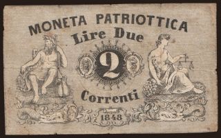 Moneta Patriottica, 2 lire, 1848