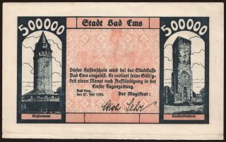 Bad Ems/ Stadt, 500.000 Mark, 1923